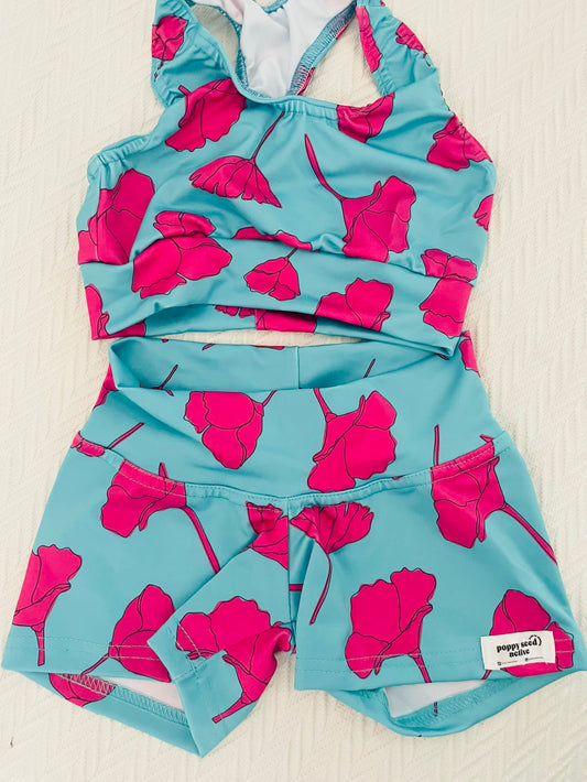 Poppy Paradise Gymnastics Crop Top and Shorts Set